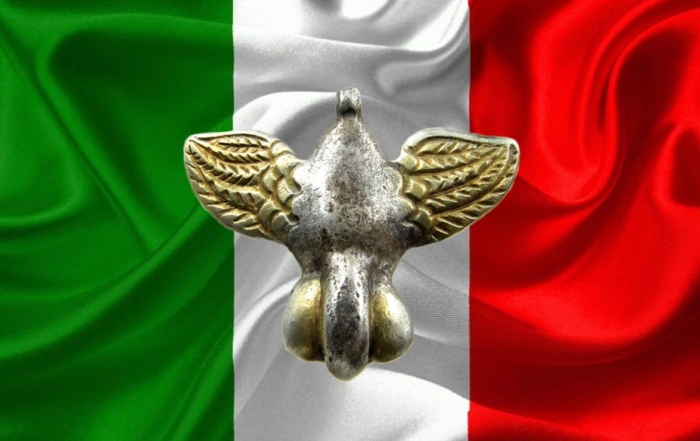 Bandiera italiana con uccello padulo