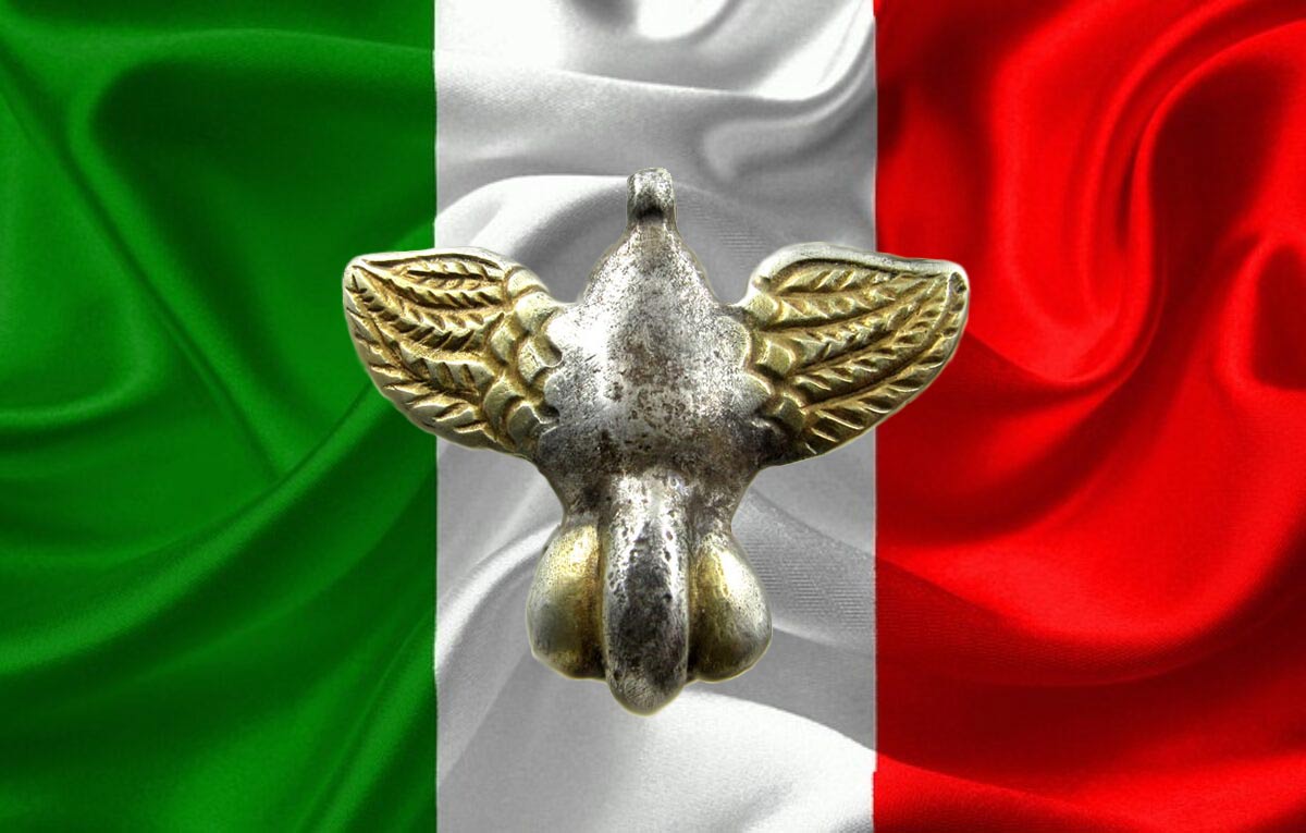 Bandiera italiana con uccello padulo